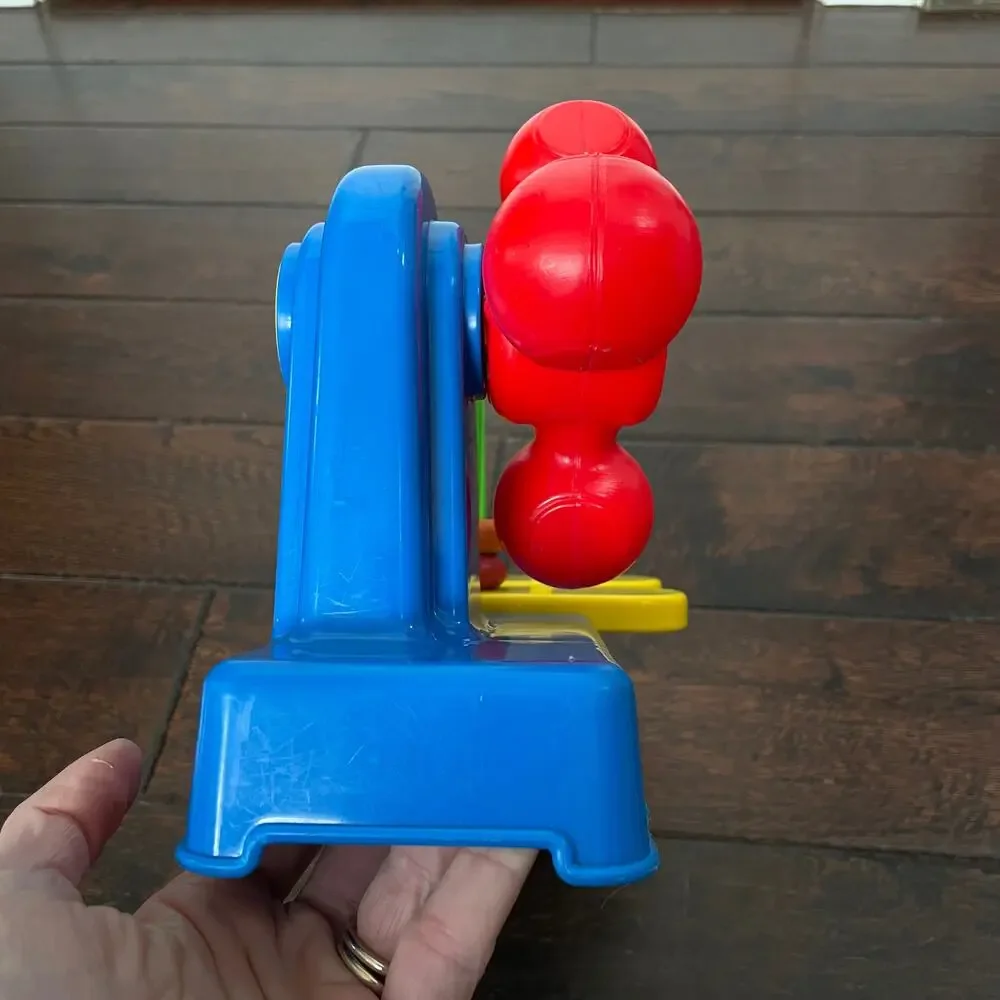 Vintage Playskool Toy Toddlers Red Spinning Wheel Wooden Ring Slide Development